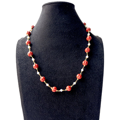Taiwan Coral jewellery set with matching earrings offering classic elegance and striking coral beauty for special occasions.