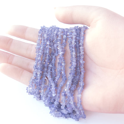 Authentic Tanzanite gemstone beads showcasing organic chip cuts ideal for handmade jewellery components.