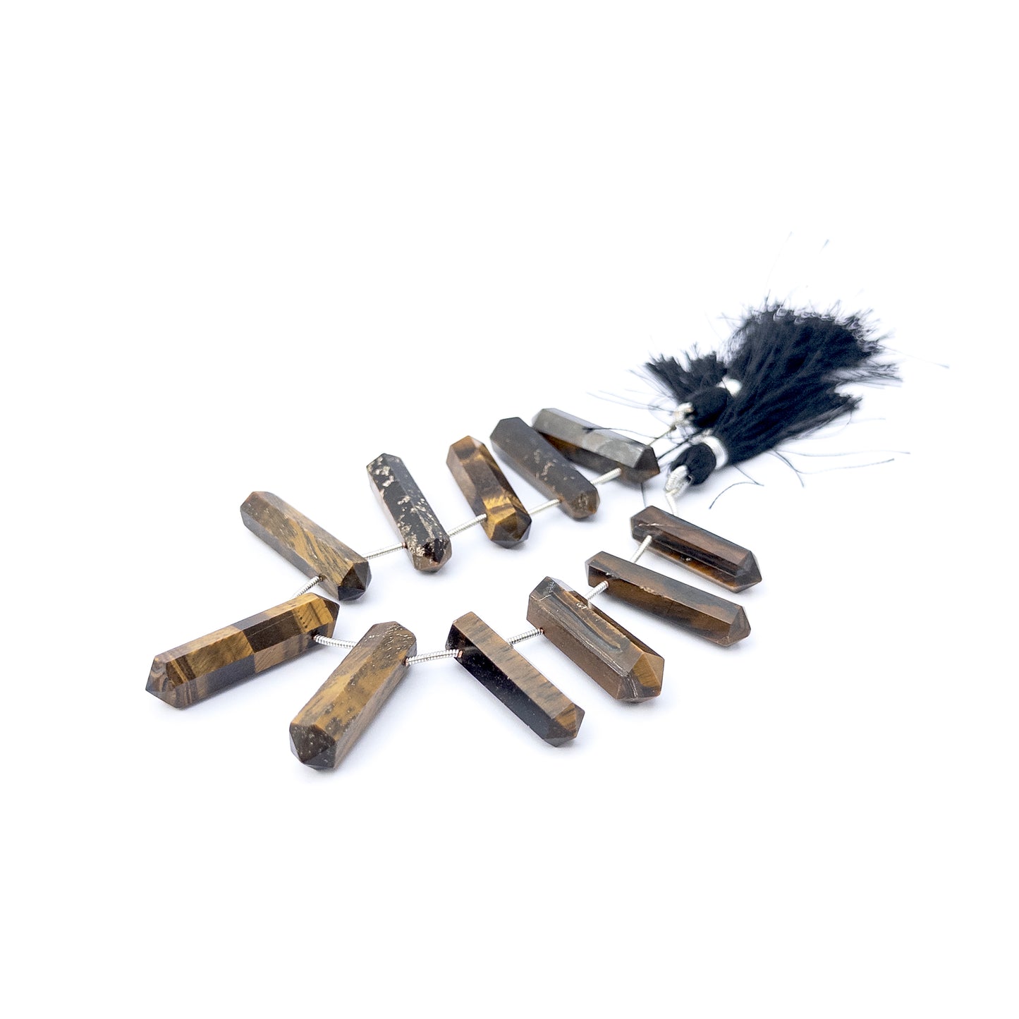 Tiger Eye | Faceted Pencil | 6.4-8mm Bead Size | 11 Pieces