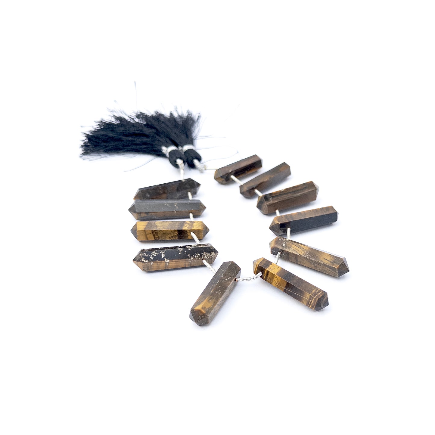 Tiger Eye | Faceted Pencil | 6.4-8mm Bead Size | 11 Pieces