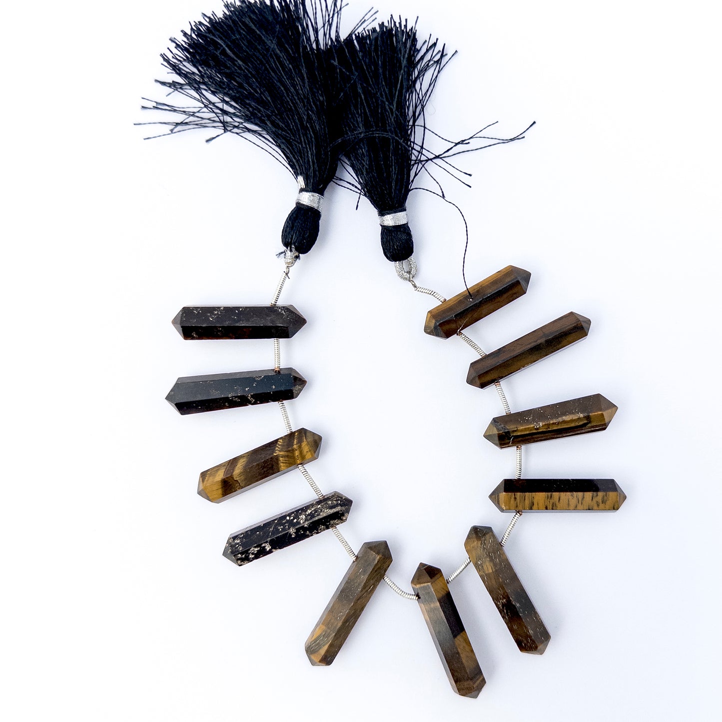 Tiger Eye | Faceted Pencil | 6.4-8mm Bead Size | 11 Pieces