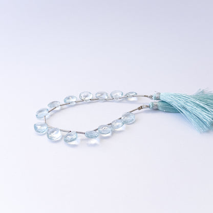 Topaz faceted briolette gemstone beads in 9.5–10mm sizes, genuine stone beads for handmade jewellery.