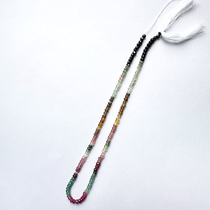 Handmade jewellery components featuring natural Tourmaline gemstone beads in 4mm faceted rondelle.