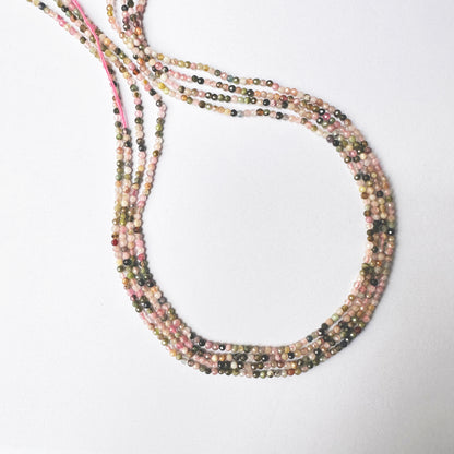 Tourmaline micro faceted beads with vibrant colour mix and sparkling 2.0 or 2.3mm cut.