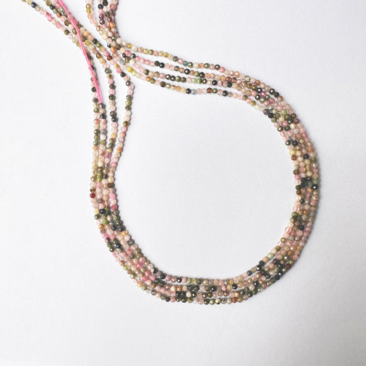 Tourmaline micro faceted beads with vibrant colour mix and sparkling 2.0 or 2.3mm cut.