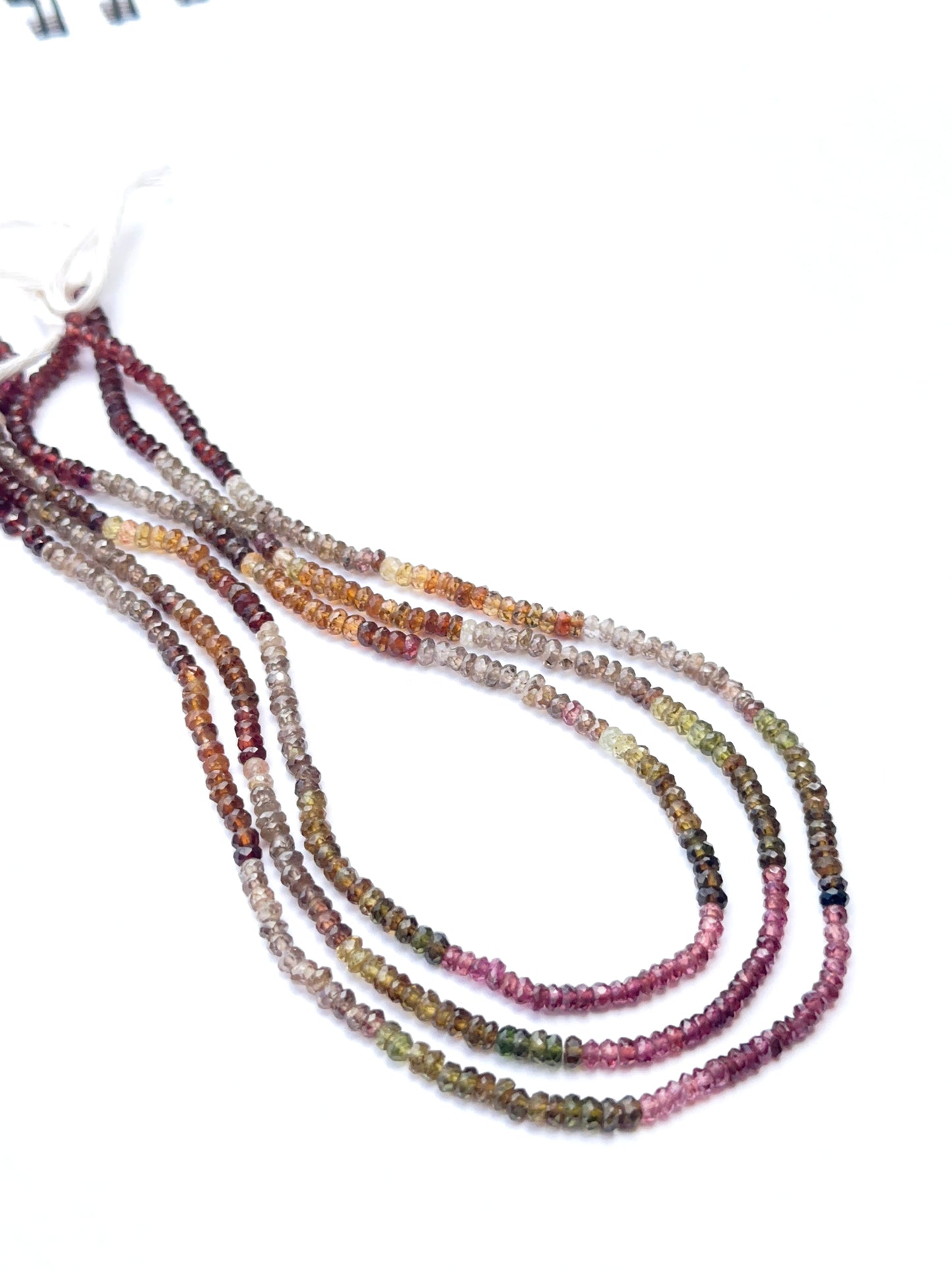 Faceted sapphire necklace with 3.5–3.7mm rondelles offering shine.