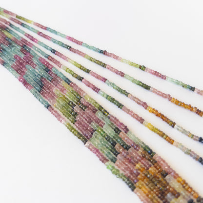 Authentic Watermelon Tourmaline gemstone beads displaying natural colour zoning and crisp faceting for DIY jewellery makers.