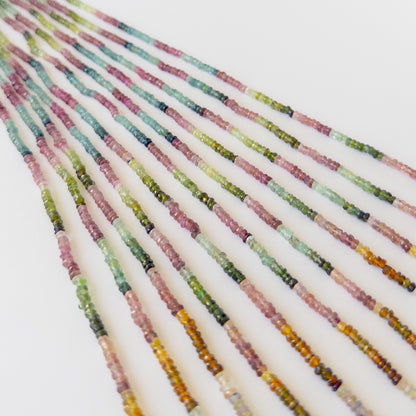 Natural pink and green Tourmaline gemstone beads with brilliant faceting and premium clarity for elegant stone bead designs.