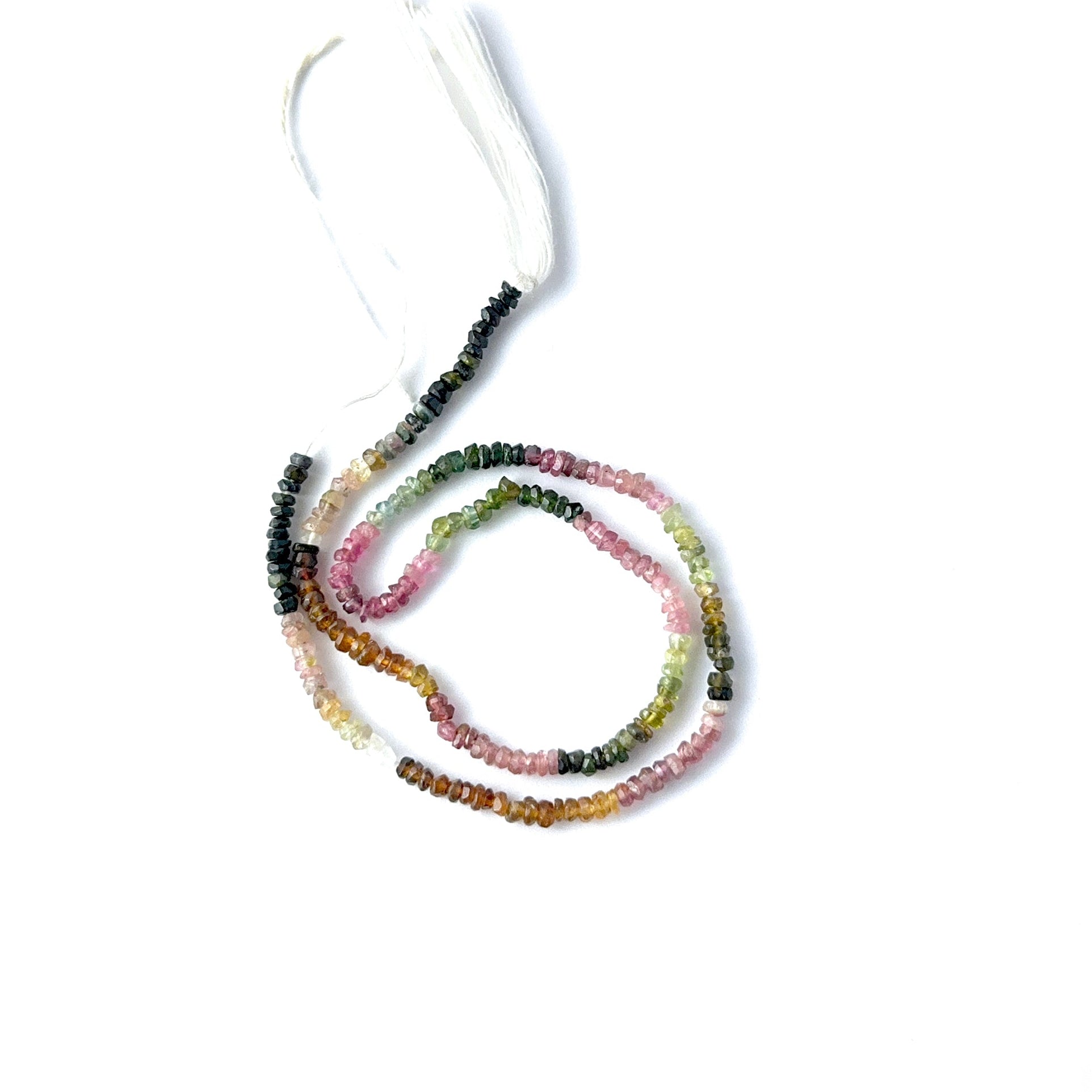 Watermelon Tourmaline rondelle beads with natural bi‑colour hues, ideal for authentic gemstone beads in creative jewellery designs.