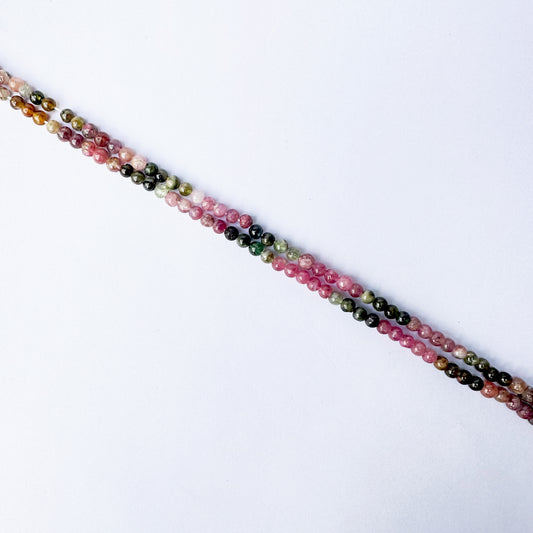 Watermelon Tourmaline | Smooth Sphere | 4.2-4.7mm bead size | 33cm Strand Length