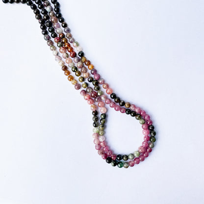 Watermelon Tourmaline | Smooth Sphere | 4.2-4.7mm bead size | 33cm Strand Length