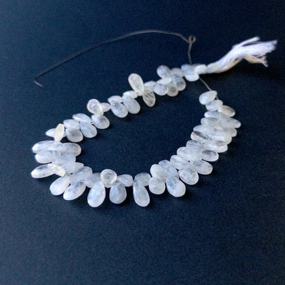 Authentic White Rainbow Moonstone faceted briolette beads with natural flash ideal for DIY jewellery making.
