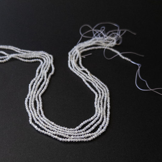 White Rainbow Moonstone faceted rondelle gemstone beads in 2.3–2.4mm on a 39cm strand for DIY jewellery.