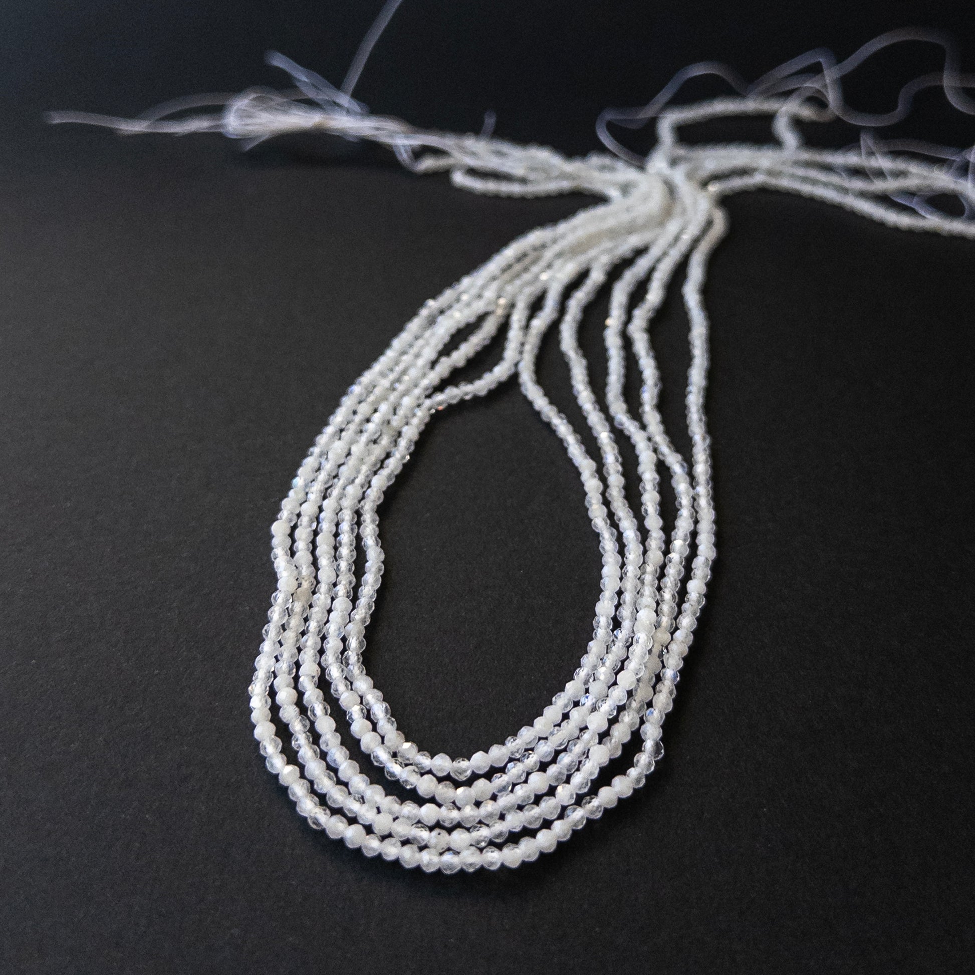 Genuine White Rainbow Moonstone stone beads with crisp facets and soft iridescence for handmade jewellery.