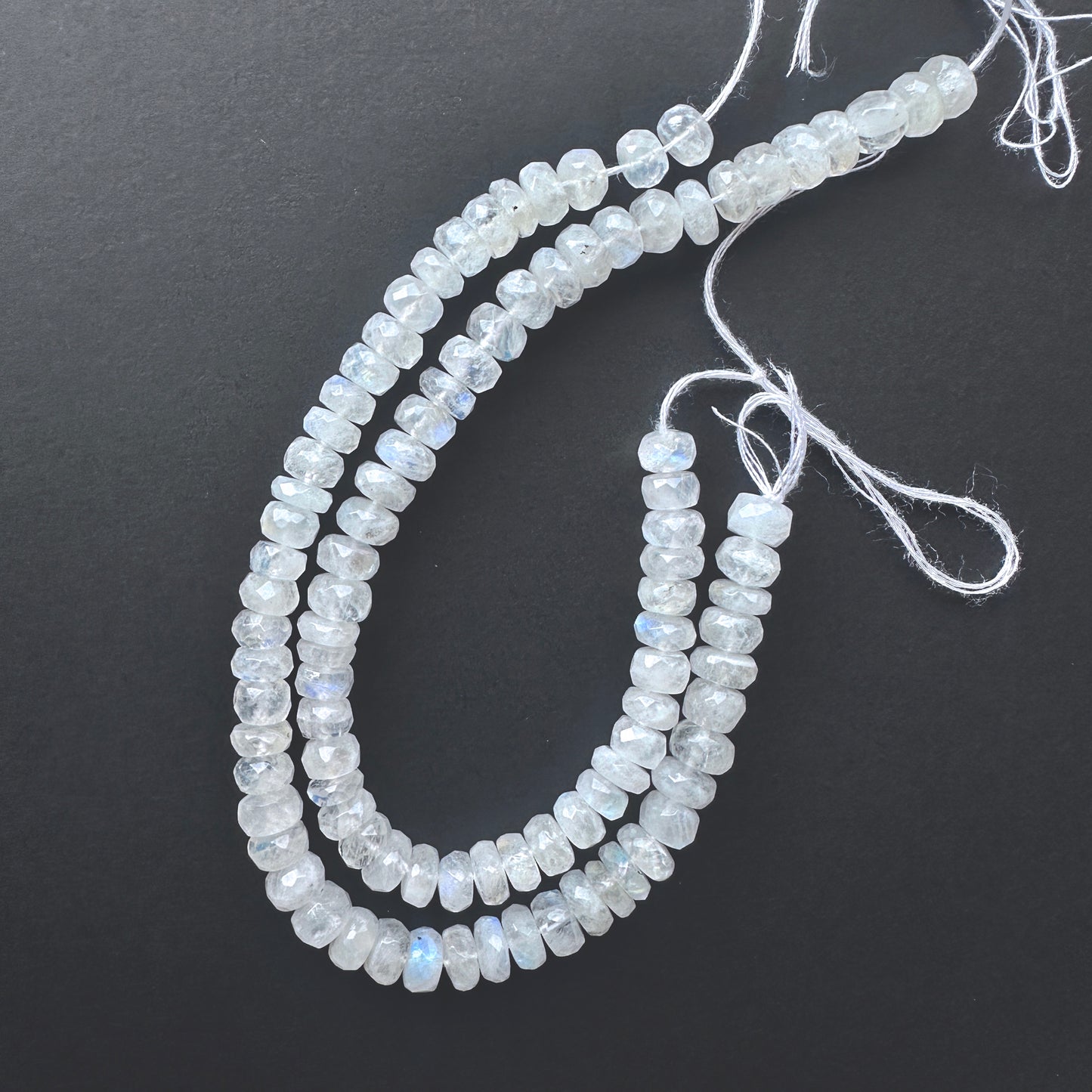 Handmade jewellery components made from 6mm White Rainbow Moonstone beads with 0.5mm drilled holes.