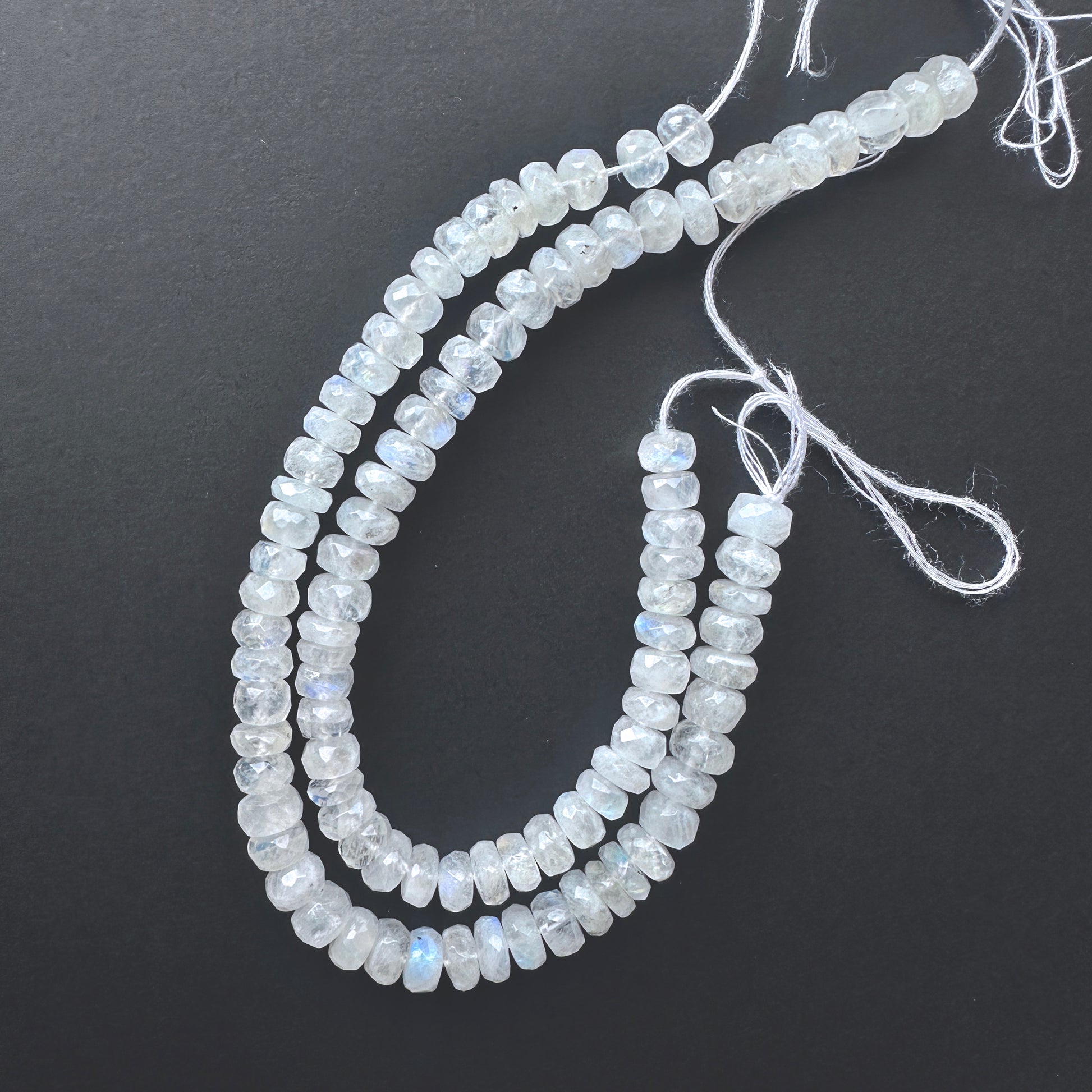 Handmade jewellery components made from 6mm White Rainbow Moonstone beads with 0.5mm drilled holes.