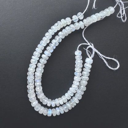 Handmade jewellery components made from 6mm White Rainbow Moonstone beads with 0.5mm drilled holes.