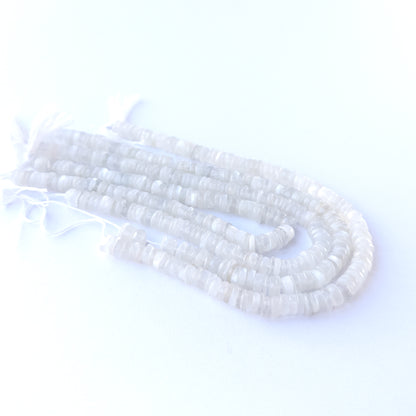 Handmade jewellery components featuring White Rainbow Moonstone wheel gemstone beads in 6mm size.