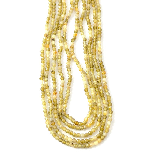 Yellow Opal faceted rondelle gemstone strand with small 2.4mm beads.